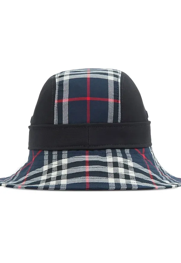 Burberry rutig hatt med spänne - Blå