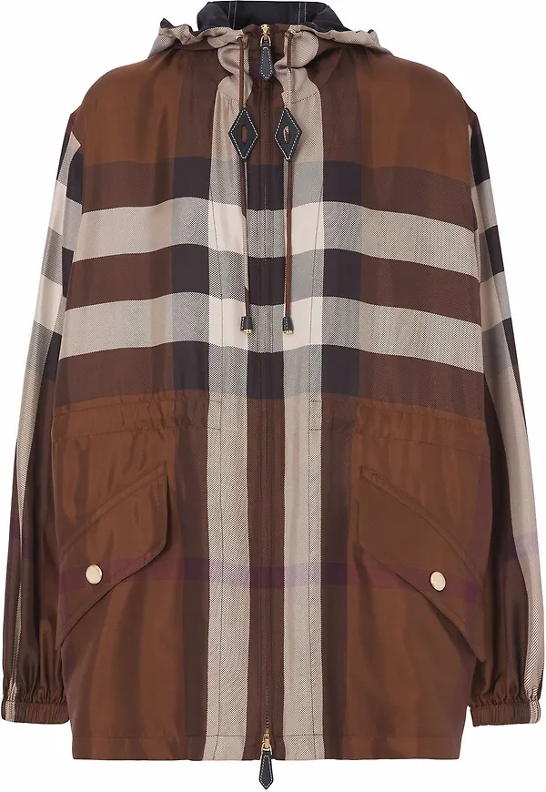 Burberry rutig jacka med dragkedja - Brun