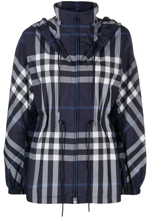 Burberry rutig jacka med huva - Blå