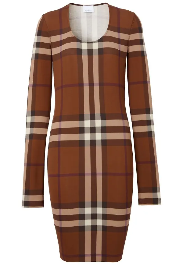 Burberry rutig jerseyklänning - Brun