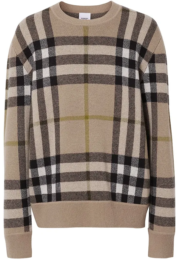 Burberry rutig kashmirtröja - Brun