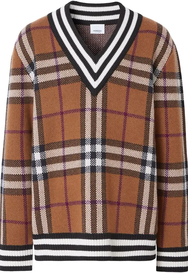 Burberry rutig kashmirtröja - Brun