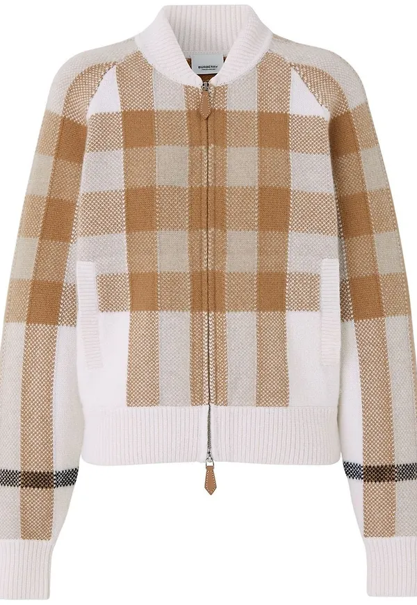 Burberry rutig kofta med dragkedja - Neutral