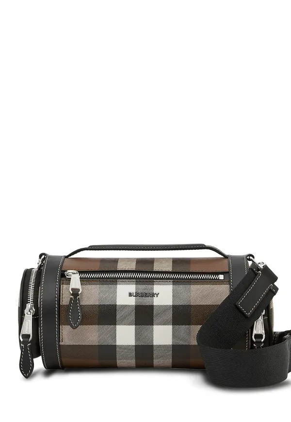 Burberry rutig kurirväska i läder - Brun