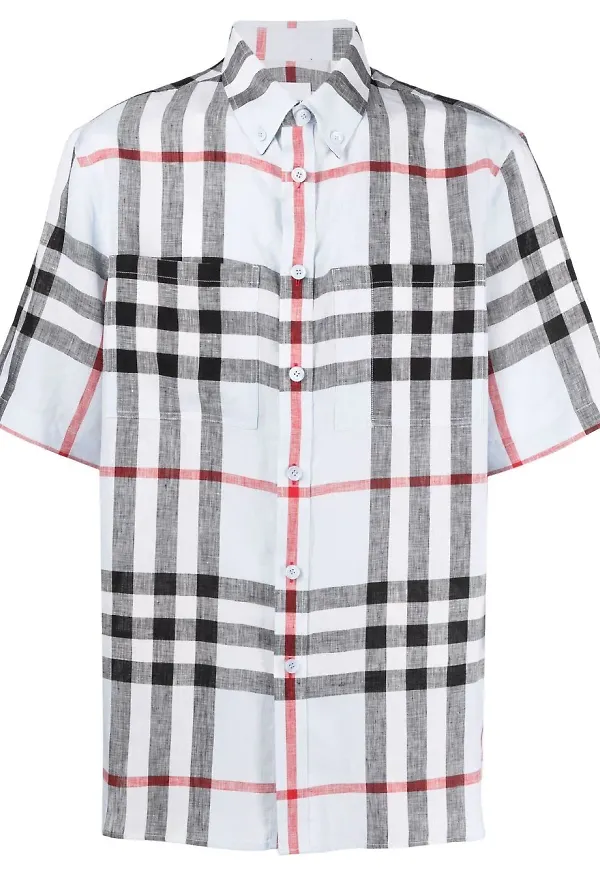 Burberry rutig linneskjorta - Blå