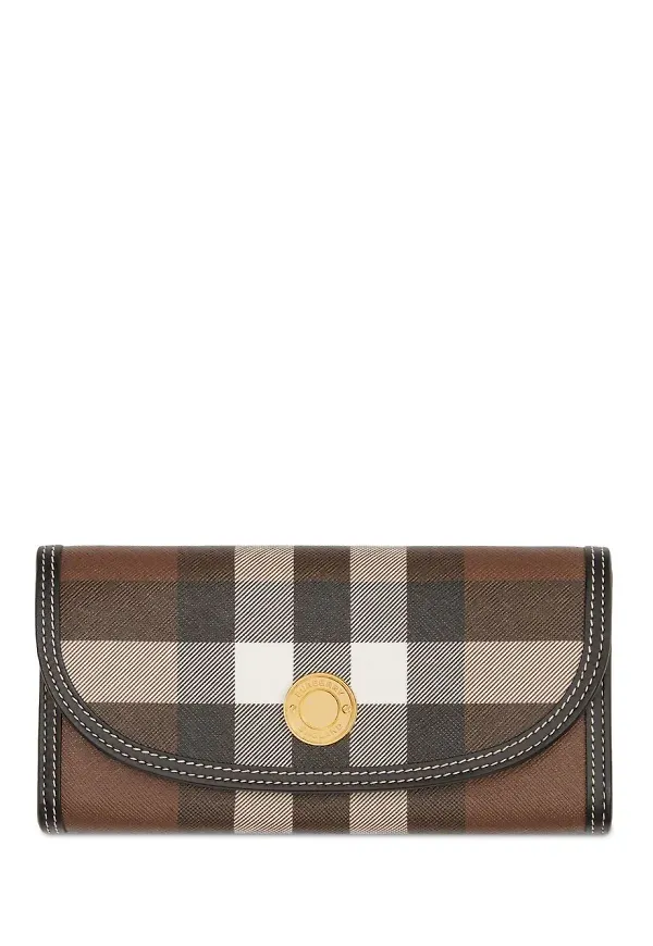 Burberry rutig läderplånbok i kontinentalmodell - Brun