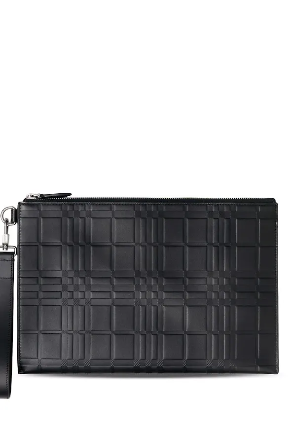 Burberry rutig läderpouch - Svart