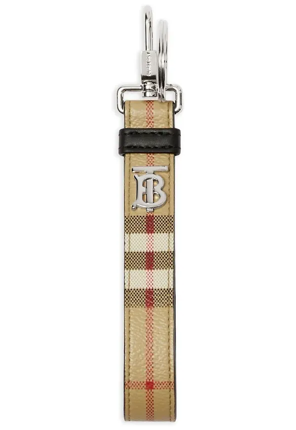 Burberry rutig nyckelring med monogram - Neutral