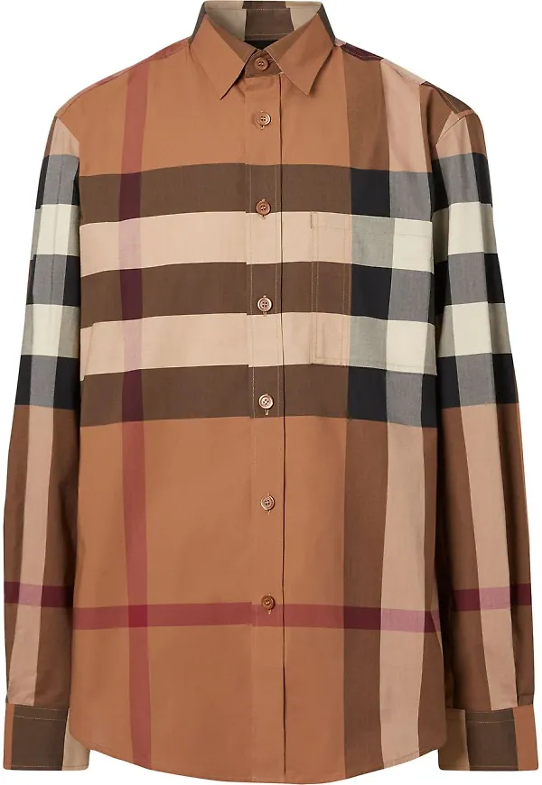 Burberry rutig poplinskjorta - Brun