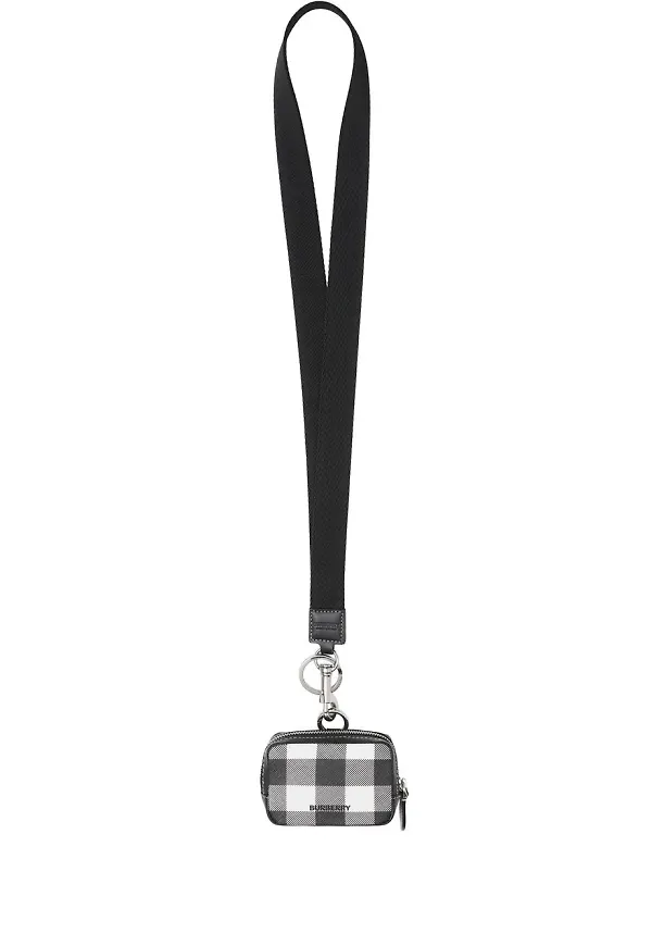 Burberry rutig pouch med nyckelband - Brun