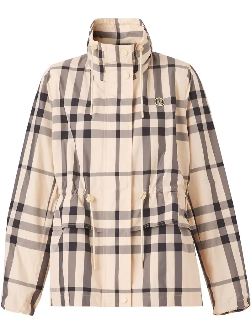 Burberry rutig puffjacka med hög krage - Neutral