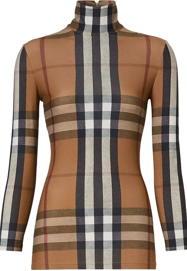 Burberry rutig topp med polokrage - Brun