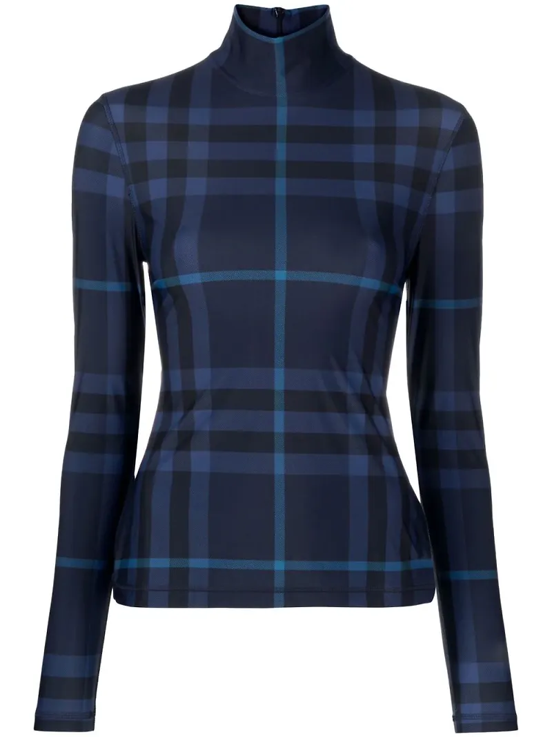 Burberry rutig topp med polokrage - Svart