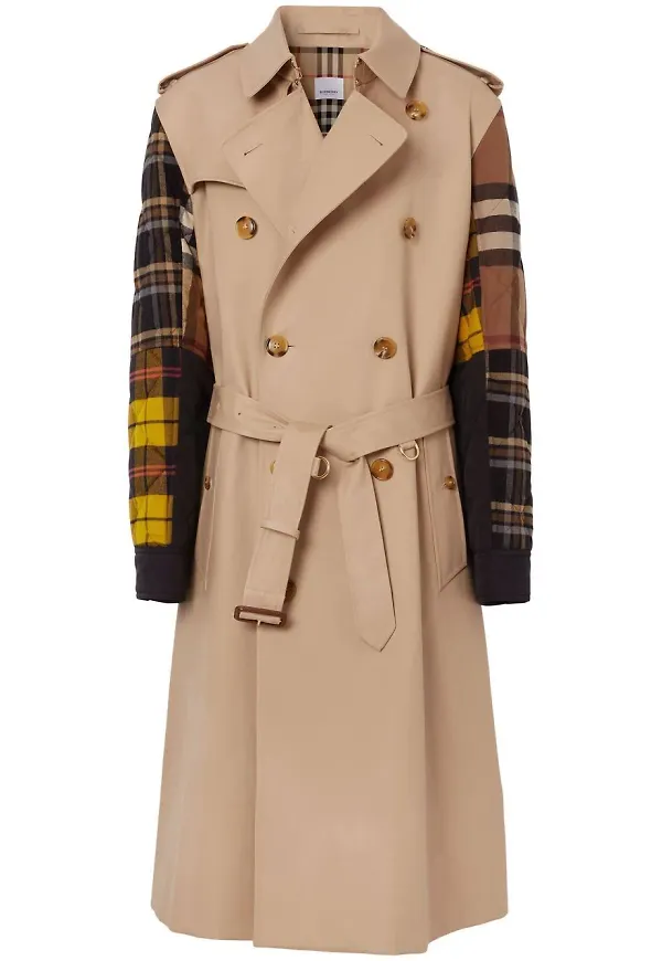 Burberry rutig trenchcoat med lappdesign - Brun