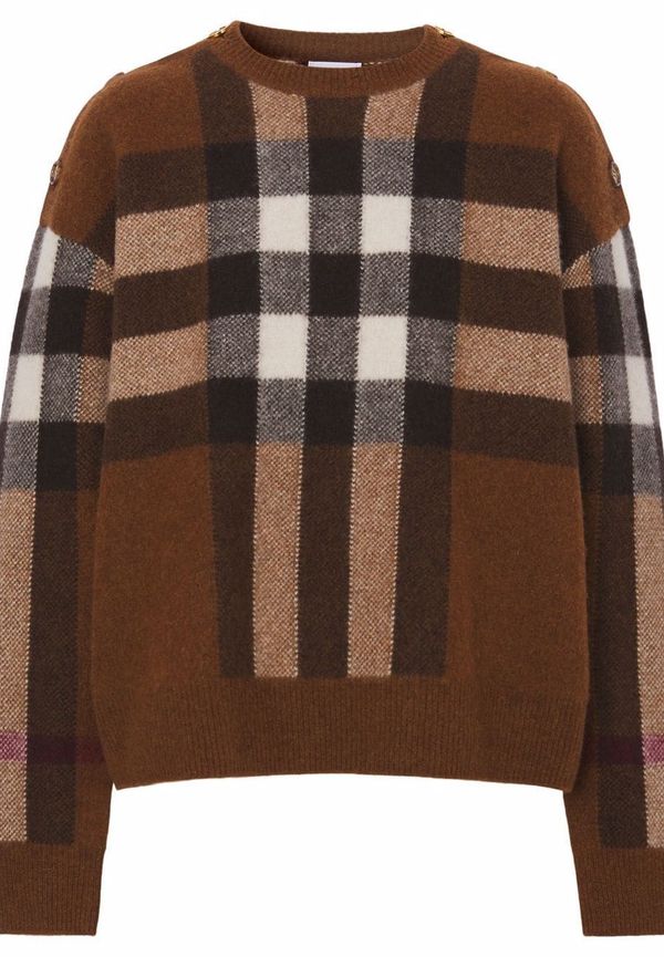 Burberry rutig tröja i ull och kashmir - Brun