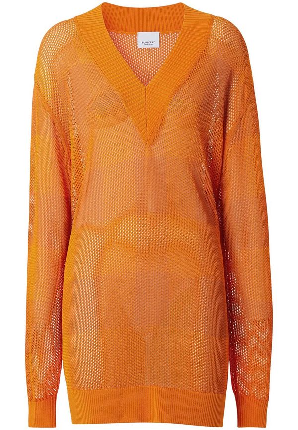 Burberry rutig v-ringad tröja - Orange