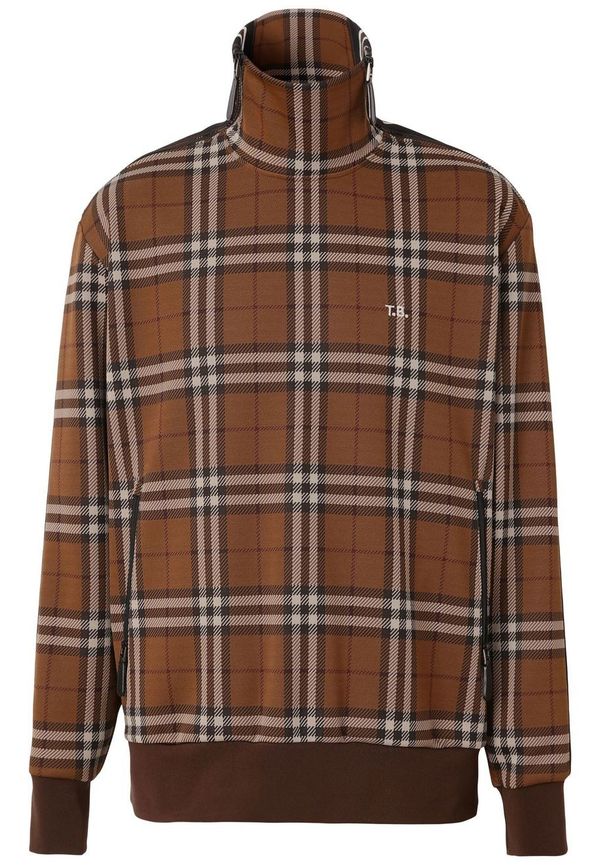 Burberry rutig ärmlös tröja med trattformad krage - Brun