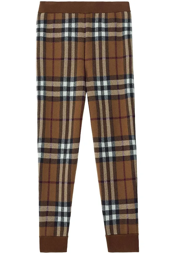 Burberry rutiga avsmalnande trackpants - Brun