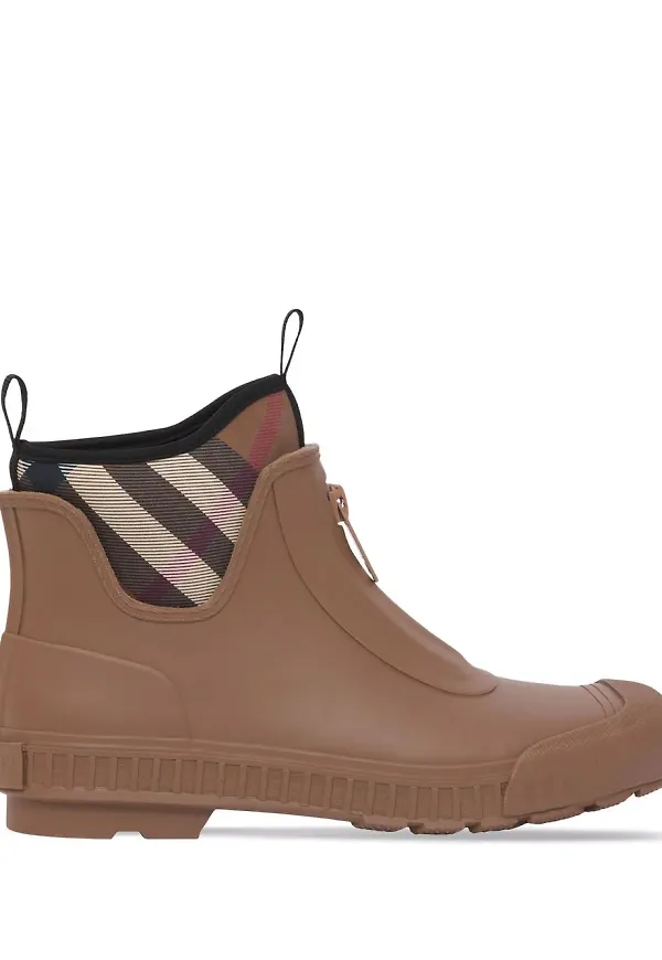 Burberry rutiga gummistövlar i neopren - Brun