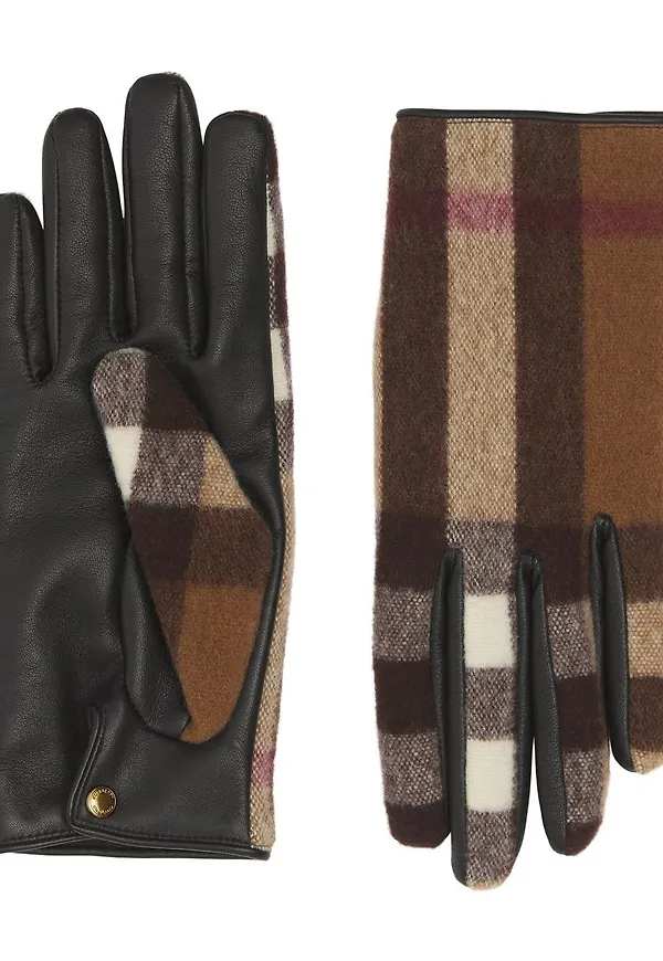 Burberry rutiga handskar med paneler - Brun