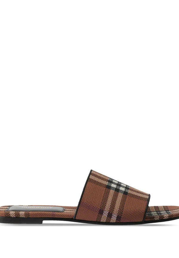 Burberry rutiga platta slip-ons - Brun