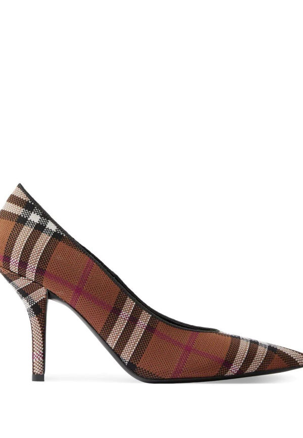 Burberry rutiga pumps med spetsig tå - Brun