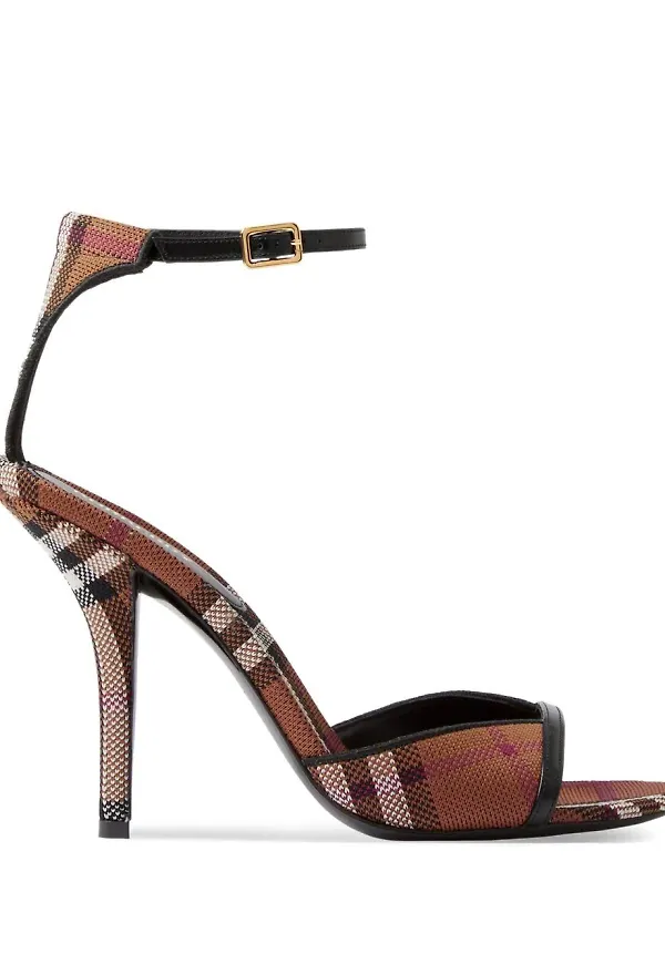 Burberry rutiga sandaler med stilettklack - Brun