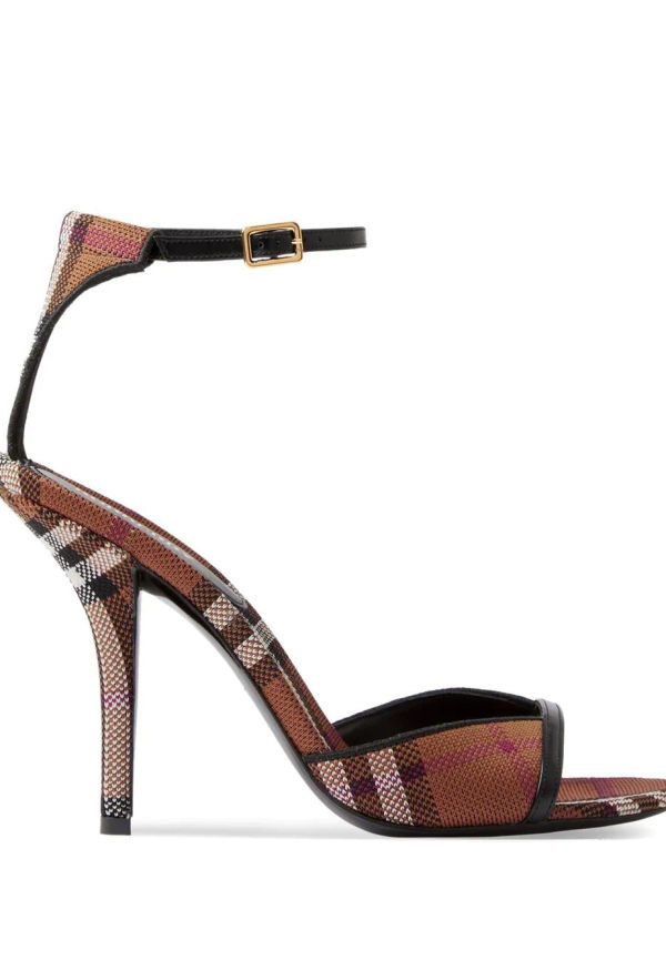 Burberry rutiga sandaler med stilettklack - Brun