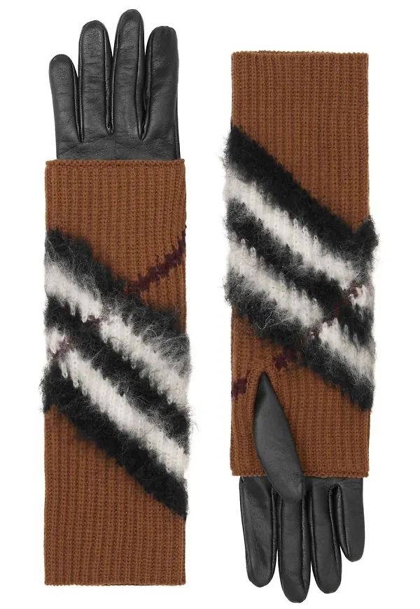 Burberry rutiga skinnhandskar - Brun