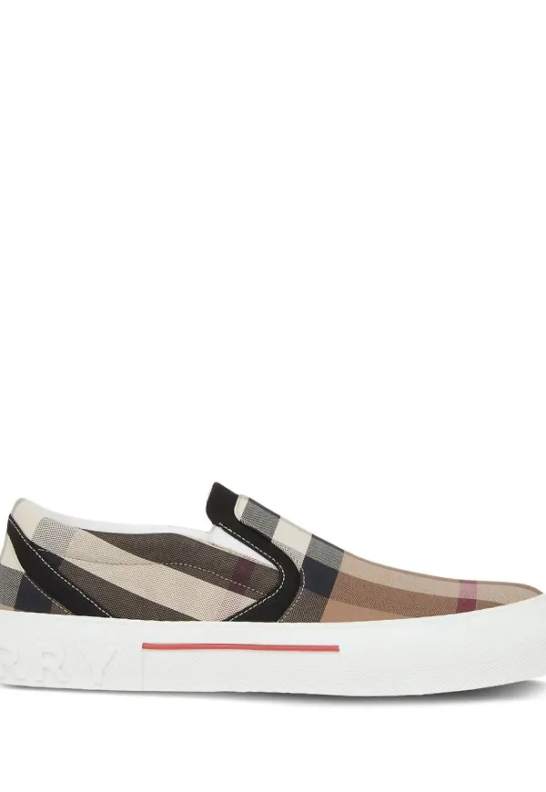 Burberry rutiga slip on-sneakers - Brun