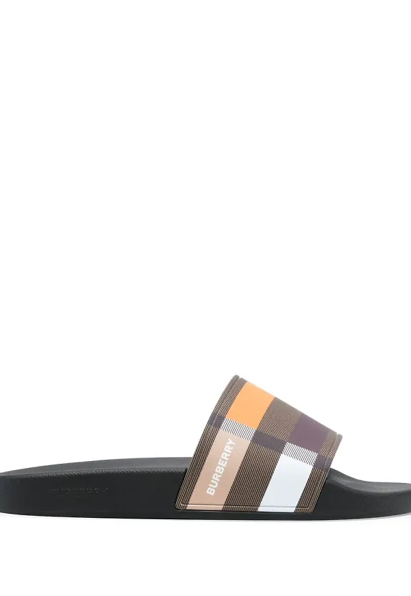 Burberry rutiga tofflor - Brun