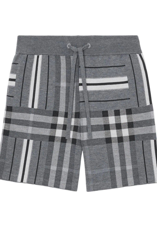 Burberry rutiga träningsshorts i jacquard - Grå