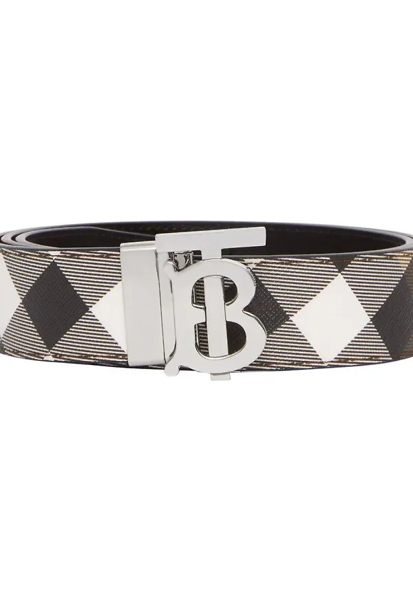 Burberry rutigt bälte med monogram - Brun