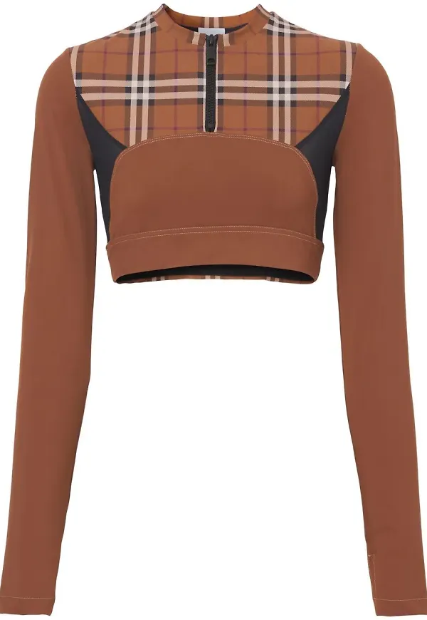Burberry rutigt croptop i stretch - Brun
