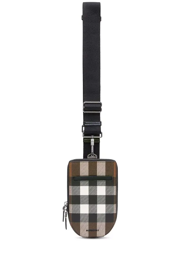 Burberry rutigt mobilfodral med axelrem - Brun