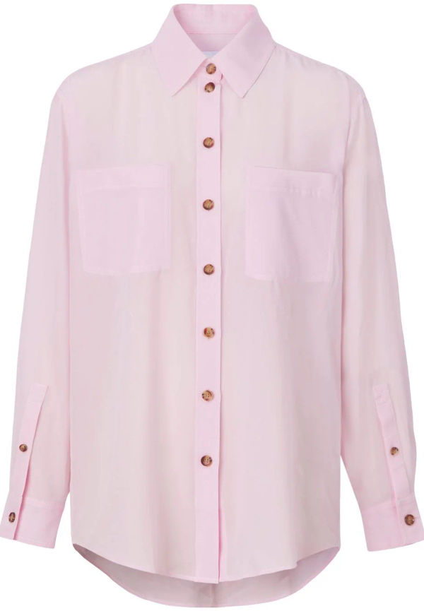 Burberry sidenskjorta med knäppning - Rosa