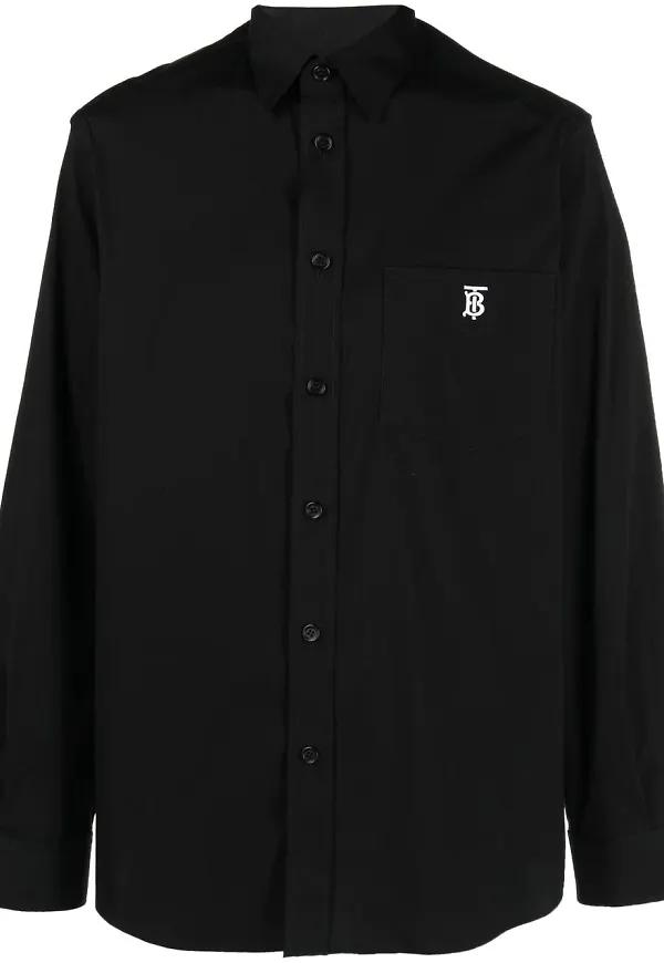 Burberry skjorta med broderad logotyp - Svart