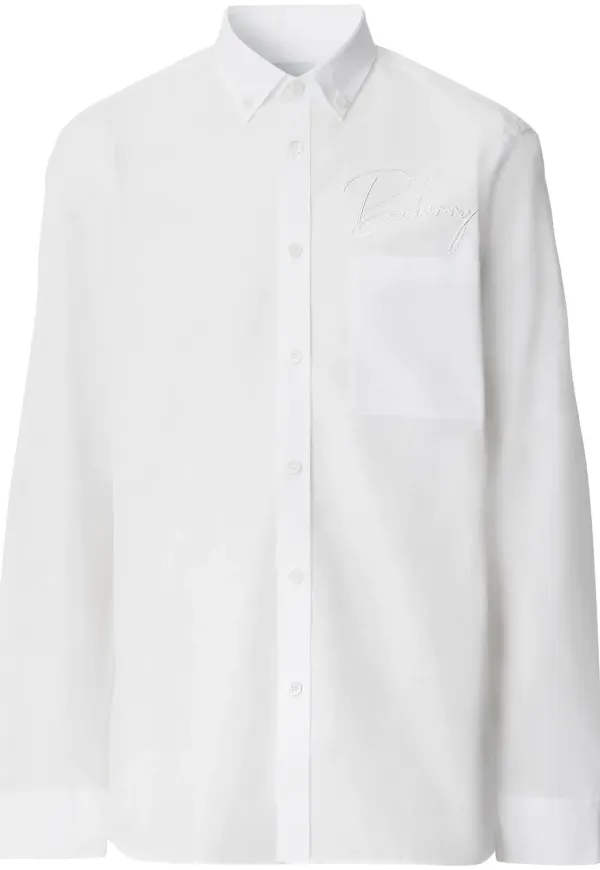 Burberry skjorta med broderad logotyp - Vit