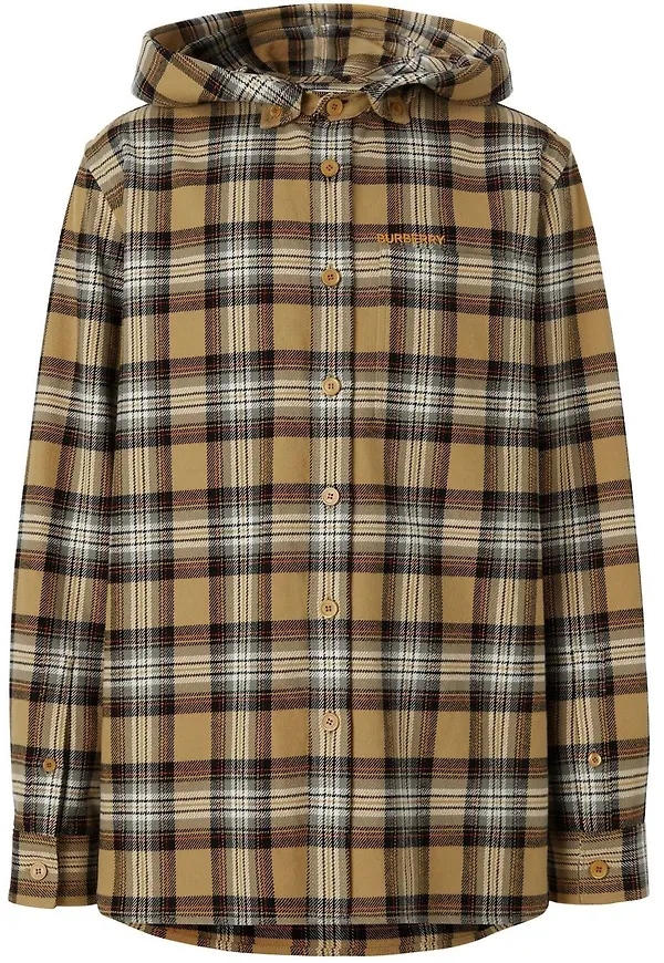 Burberry skjorta med huva och broderad logotyp - Neutral