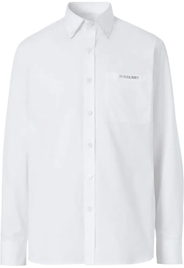 Burberry skjorta med logotypplakett - Vit