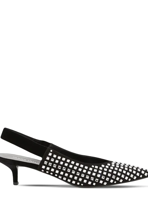 Burberry spetsiga pumps med strass - Svart
