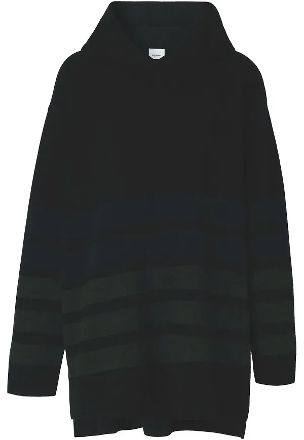 Burberry stickad hoodie med randdetalj - Svart