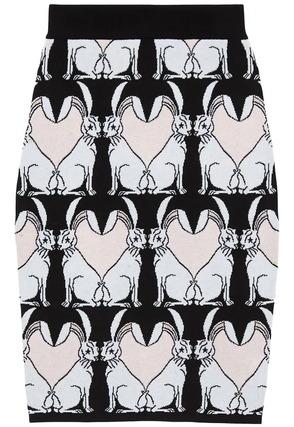 Burberry stickad pennkjol i jacquard - Svart