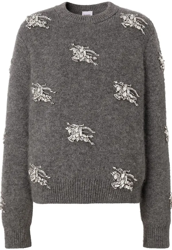 Burberry stickad tröja med strass - Grå