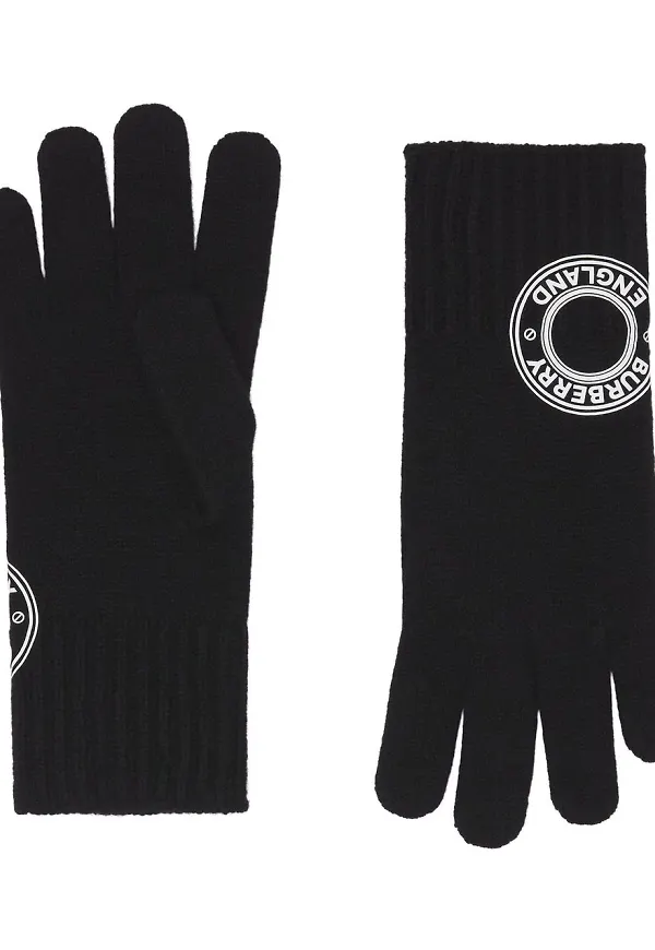 Burberry stickade handskar med logotyp - Svart
