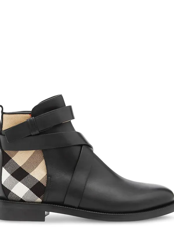 Burberry stövletter med rutig detalj - Svart