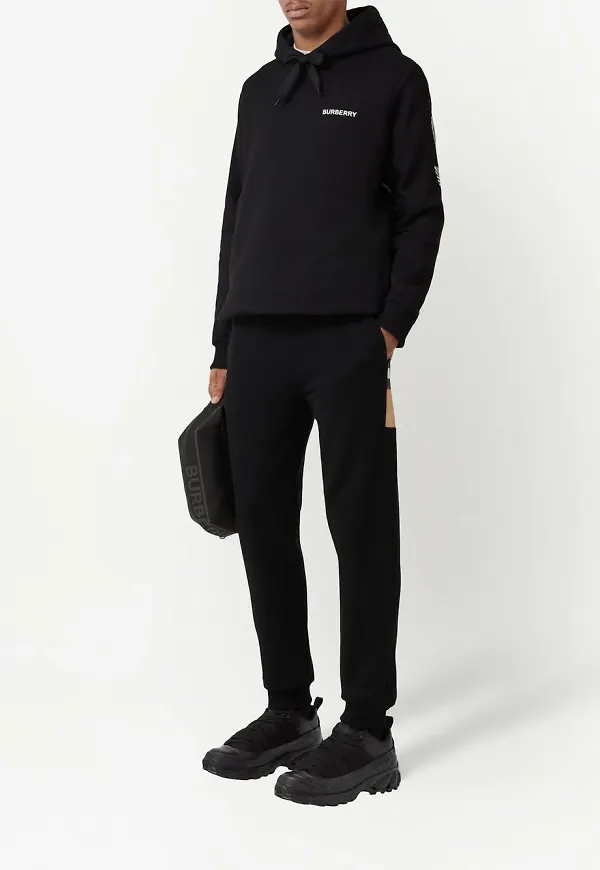 Burberry sweatpants med rutig panel - Svart