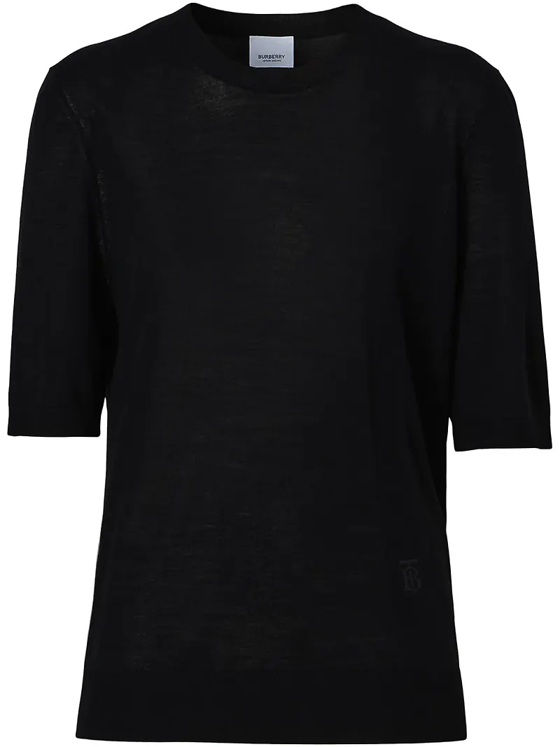 Burberry t-shirt i ullblandning med monogram - Svart
