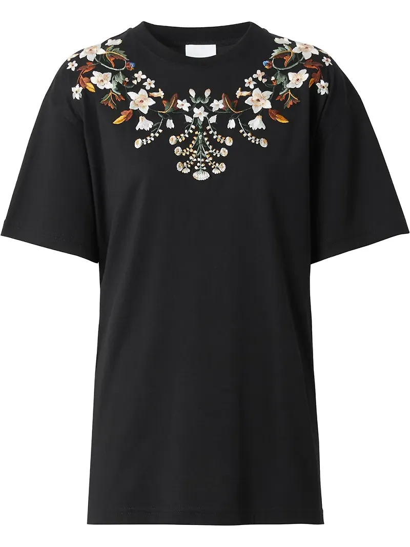 Burberry t-shirt med blomsterbrodyr - Svart