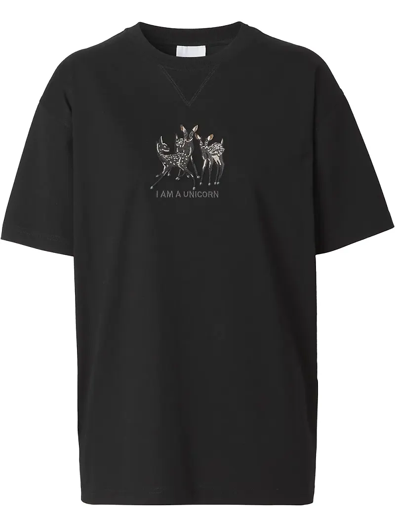 Burberry t-shirt med broderat rådjursmotiv - Svart